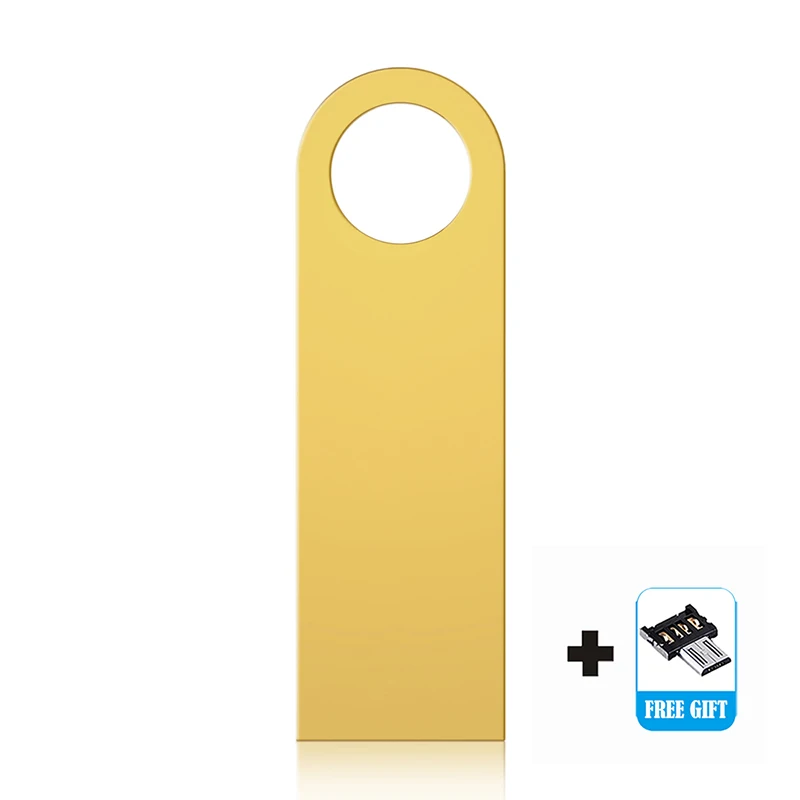 Gold-otg Ручка-накопитель 64 ГБ, 32 ГБ, usb флеш-накопитель, 128 ГБ, 16 ГБ, флеш-накопитель, металлическая флешка, 8 ГБ, 4 Гб, usb флешка memória flash vara u disk cle 2,0 - Цвет: Gold-otg