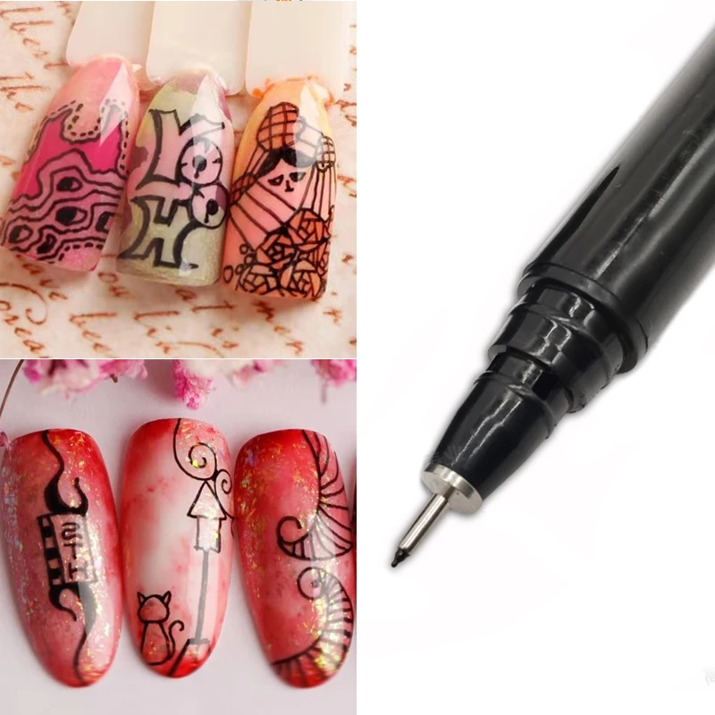 1 шт Nail Art Graffiti Pen водостойкая кисть для рисования, кисть для рисования, сделай сам, цветочный узор, мелкие детали, инструменты для маникюра