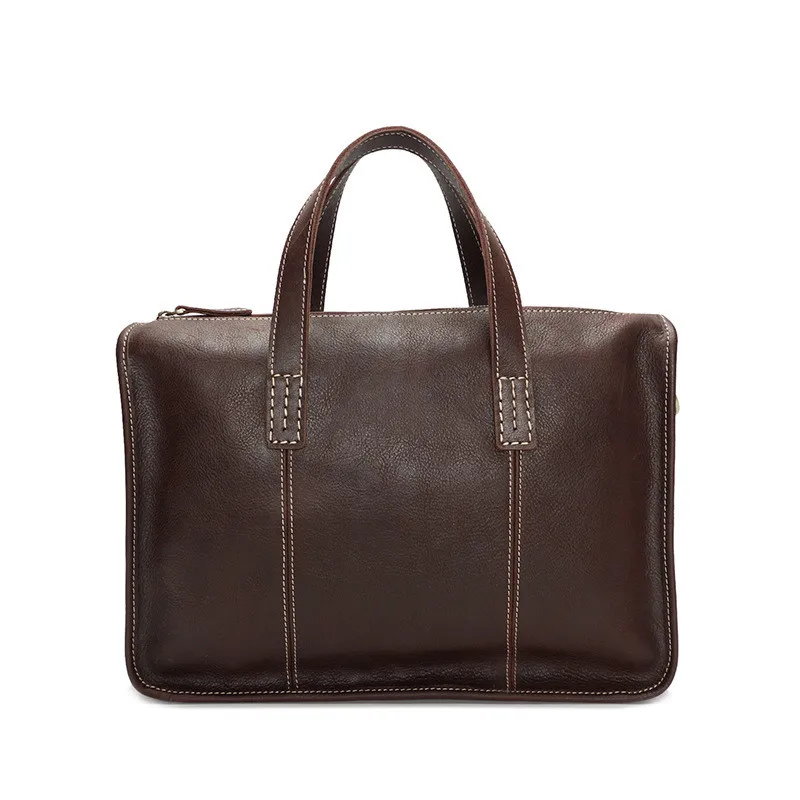 Абсолютно натуральная кожаная сумка, мужской портфель, Офисные Сумки для мужчин, сумка-мессенджер для ноутбука, деловые кожаные сумки для мужчин - Цвет: COFFEE