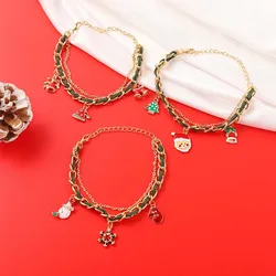 Fashion New Christmas Series Bracelet Santa Elk Tassel Bracelet Christmas Tree Wristband Cartoon Cute Snowman Sock Jewelry
