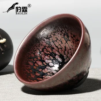 

built iron lamp cup tire oil droplets partridge spot handmade antique wood ceramic cups a single master sample tea cup