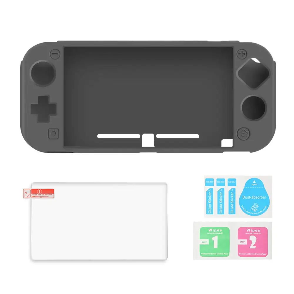 Gray Kit Силиконовый чехол Switch Lite для nintendo Switch Lite Mini защитный чехол-накладка с закаленным стеклом для защиты экрана - Цвет: Gray Kit
