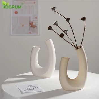 

Nordic Dried Flower Vase White Green Ceramic Flower Pots Home Decoration Flower Arrangement Hydroponic Vase Cafe Studio Decor