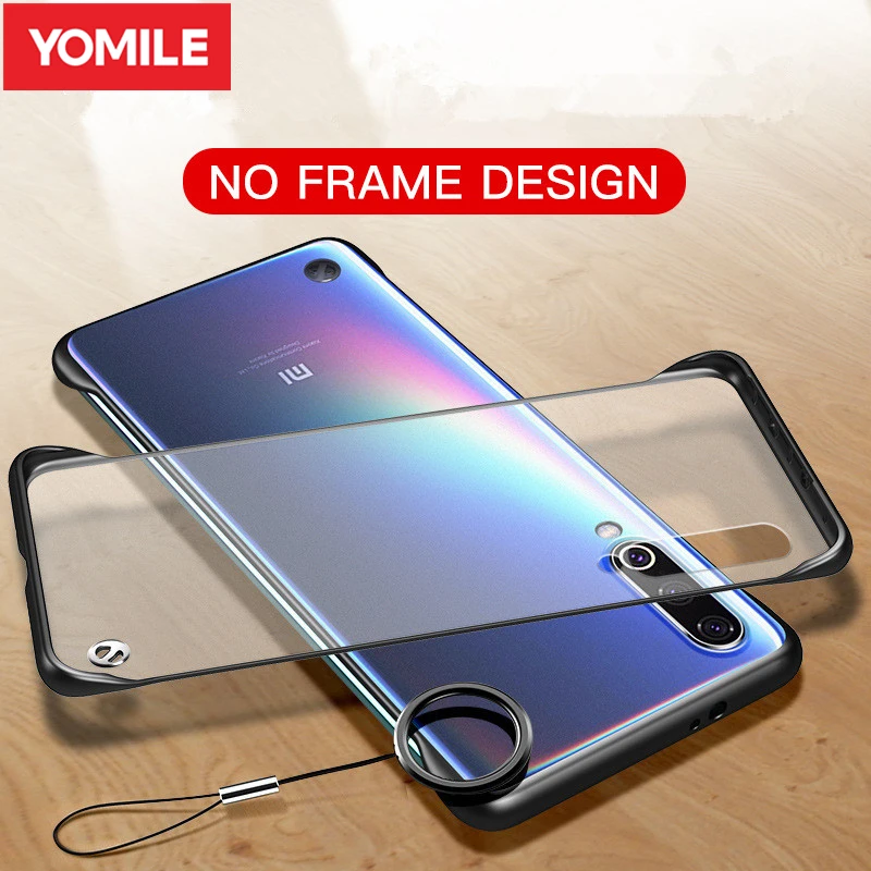 

YOMILE Transparent Frameless Shock Proof Slim Luxury Cases For Xiaomi Mi 9 8 SE CC9 9E 9T Hard PC Matte Cover Ring Cover Fundas