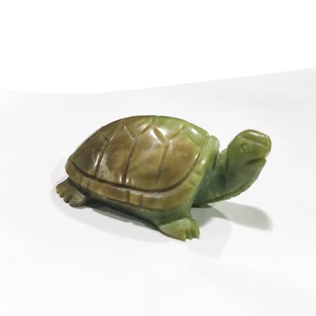 

Natural Xiuyan Jade Tortoise Figurine Hand Carved Quartz Animal Serpentine Jasper Cuckold Healing Crystal Stone Home Decoration