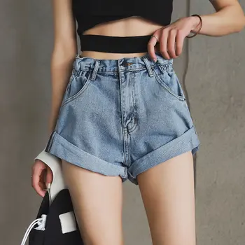

Vintage High Waist Denim Shorts Women 2020 Korean Style Casual Shorts Jeans Summer Hot Short Pants Women 2020