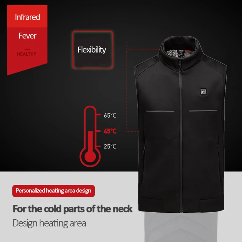 Outdoor Men Women USB Infrared Heating Vest Jacket Winter Flexible Electric Thermal Clothing Waistcoat Fishing Hiking Dropship