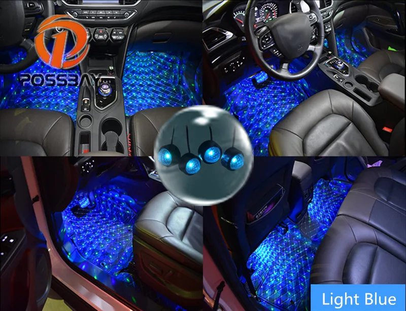 Posbay светодиодный автомобильный декор для грузовиков RGB атмосферный Звездный светильник с цветовым градиентом интерьерный напольный стиль USB штекер лампы