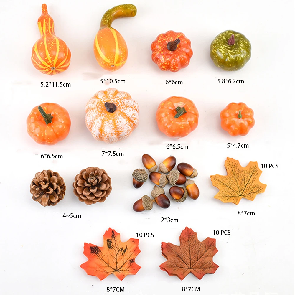 Small Prop Lifelike Fall Home Decor Gift Simulation Realistic Portable Foam Mixture Fake Artificial Pumpkin Set Thanksgiving