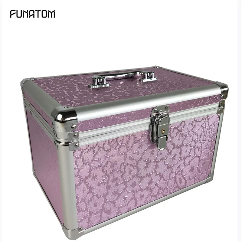

Pink Lighting Professional Aluminium Alloy Cosmetic Case Make Up Box Makeup Case Jewelry Box Makeup Storage Box