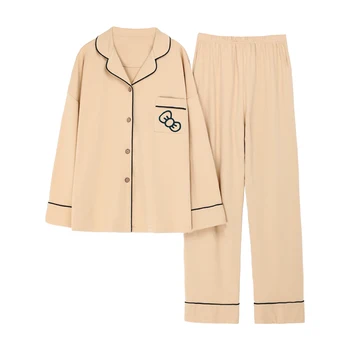 

Cotton Women's Pajamas Sets LongSleeve Button Down Sleepwear Nightwear Pj Lounge Set pyjamas pijama pijamas pizama damska Solid