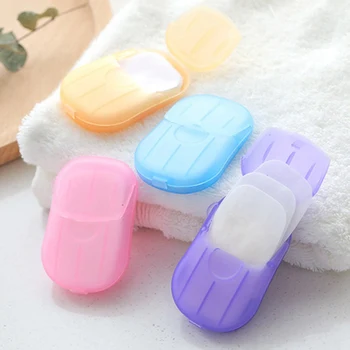 

20PCS Travel Soap Paper Washing Hand Bath Clean Scented Slice Sheets 20pcs Disposable Box Soap Portable Mini Paper Soap