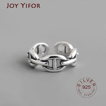 

925 Sterling Silver Open Ring for Women men Lady Punk INS cold wind net red fashion personality simple geometric Jewelry Anillos