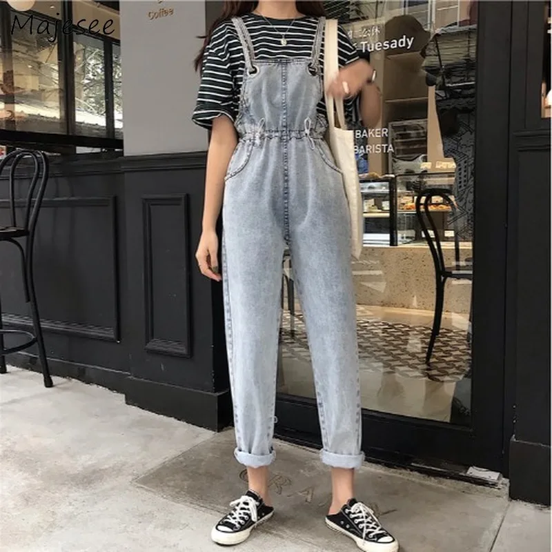 Women Jumpsuit All Match Casual Loose Korean Style Harajuku Womens New Fashion Pockets Females Novelty Jumpsuits Streetwear