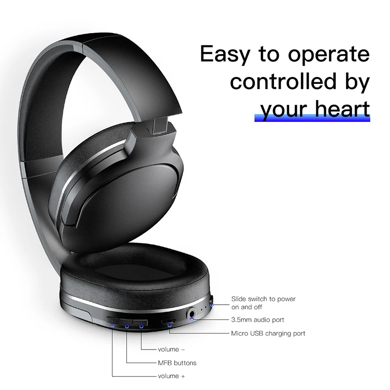 Baseus D02 Wireless Headphone Bluetooth 5.0 Foldable Bluetooth Headset Headphones Portable Bluetooth Earphone With Mic For Phone