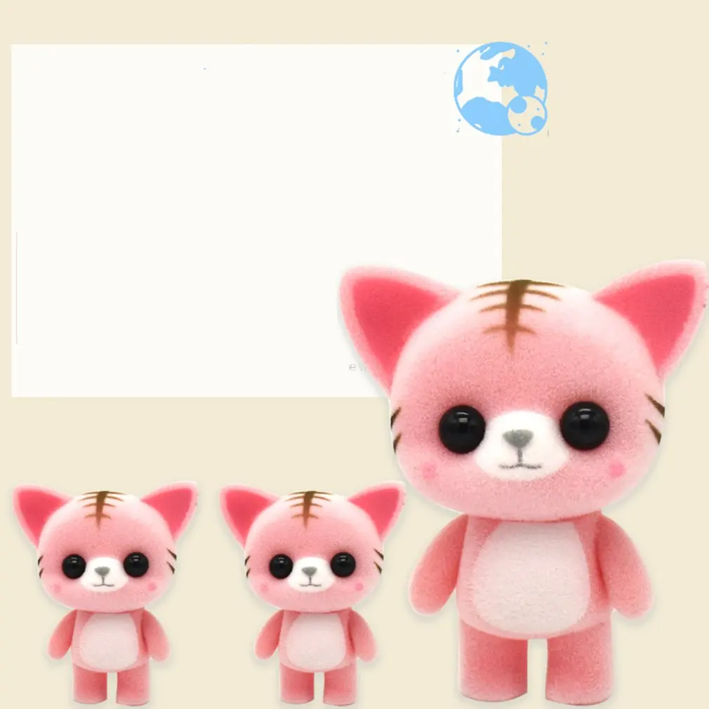 Cute Animals Portable Children Toy Home Ornament Automobile Decoration Plastic Flocking Toys Mini PVC Flocking Decoration Dolls