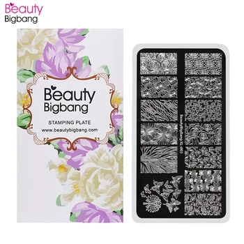 

BeautyBigBang Rectangle Nail Stamping Plates Summer Flower Geometry Nail Art Stamp Template Image Plate Stencils BBB XL-003