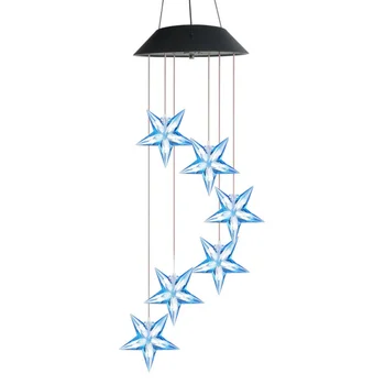 

1 pc Wind Chime Light Hanging Star Design Solar Powered Landscape Lamp Night Light for Garden Courtyard Outdoor