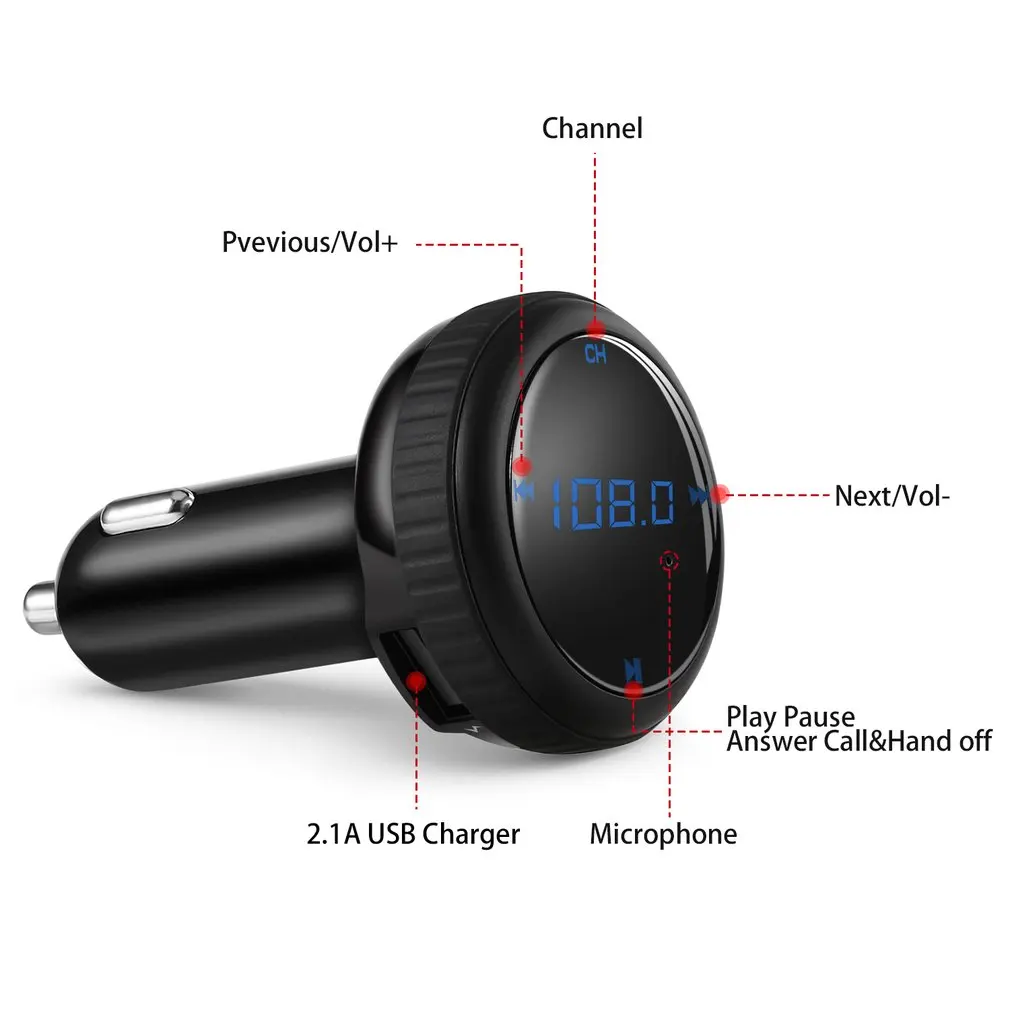 LESHP беспроводной в автомобиль громкой связи Bluetooth fm-передатчик радио адаптер автомобильный комплект с пультом дистанционного управления черный