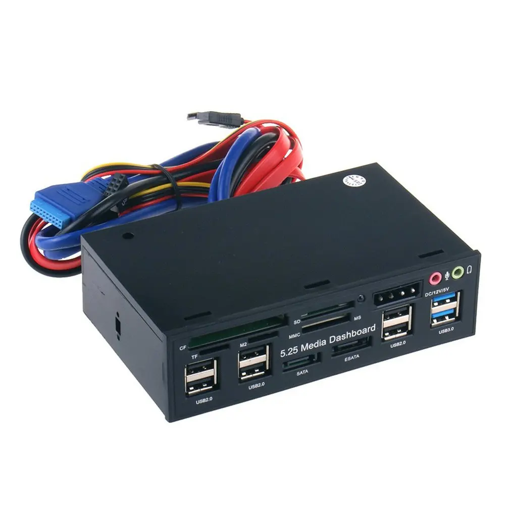 5 25 &quotPc Передняя панель приборной панели медиа Usb 3 0 концентратор аудио Esata Sata