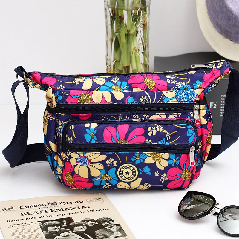 

New Style Korean-style Nylon Flower Cloth Bag Waterproof Cloth Shoulder Bag WOMEN'S Bag Shoulder Bag Leisure Bag Stall Supply of