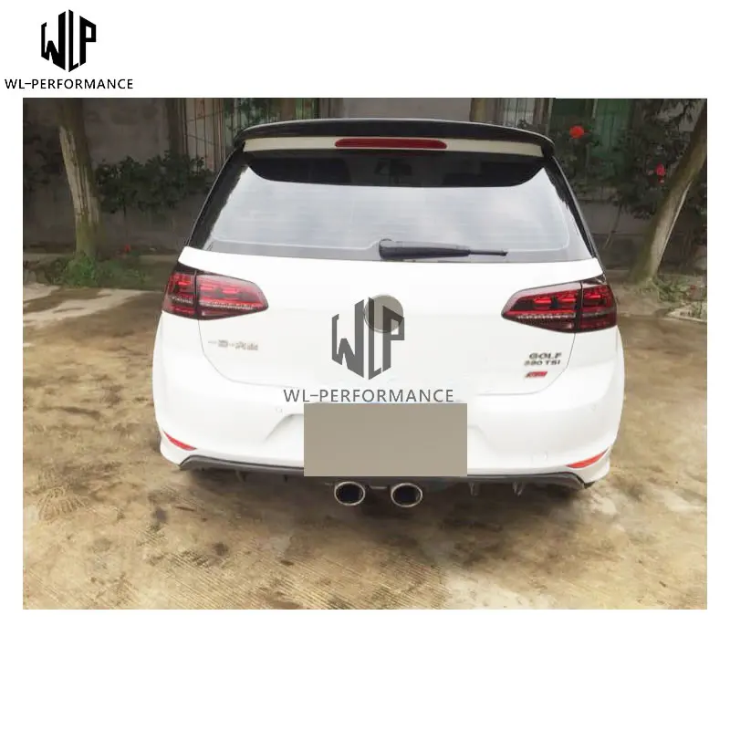 Golf 7 R линия углеродного волокна задний бампер спойлер Средний два выхода выхлопной губы для Volkswagen Golf 7 R переоборудование R20 14-UP