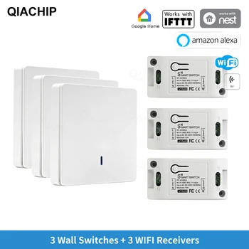 

QIACHIP 433Mhz Universal Wifi Intelligent Automation Module Wireless Remote Control Wall Switch Domotica Light Smart Home DIY