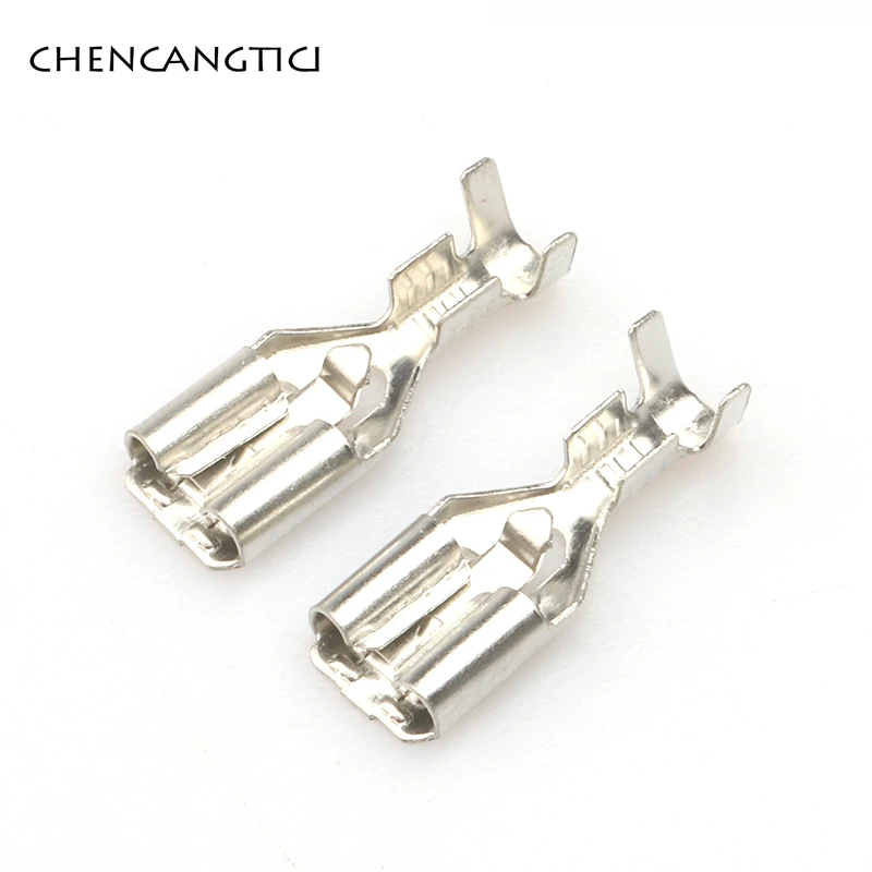 

50 pcs 6.3 mm Brass Tinned Cold pressed plug-in terminal block Pins TE AMP Positive Lock 250 Contacts With holster DR250-4.0