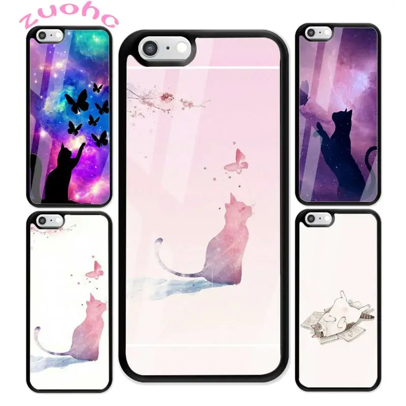 

Cute cat and butterfly Phone Case For iphone 12 pro max case 11 Pro MAX X XR XS SE 2020 6S 7 8 Plus Acrylic Plexiglass TPU