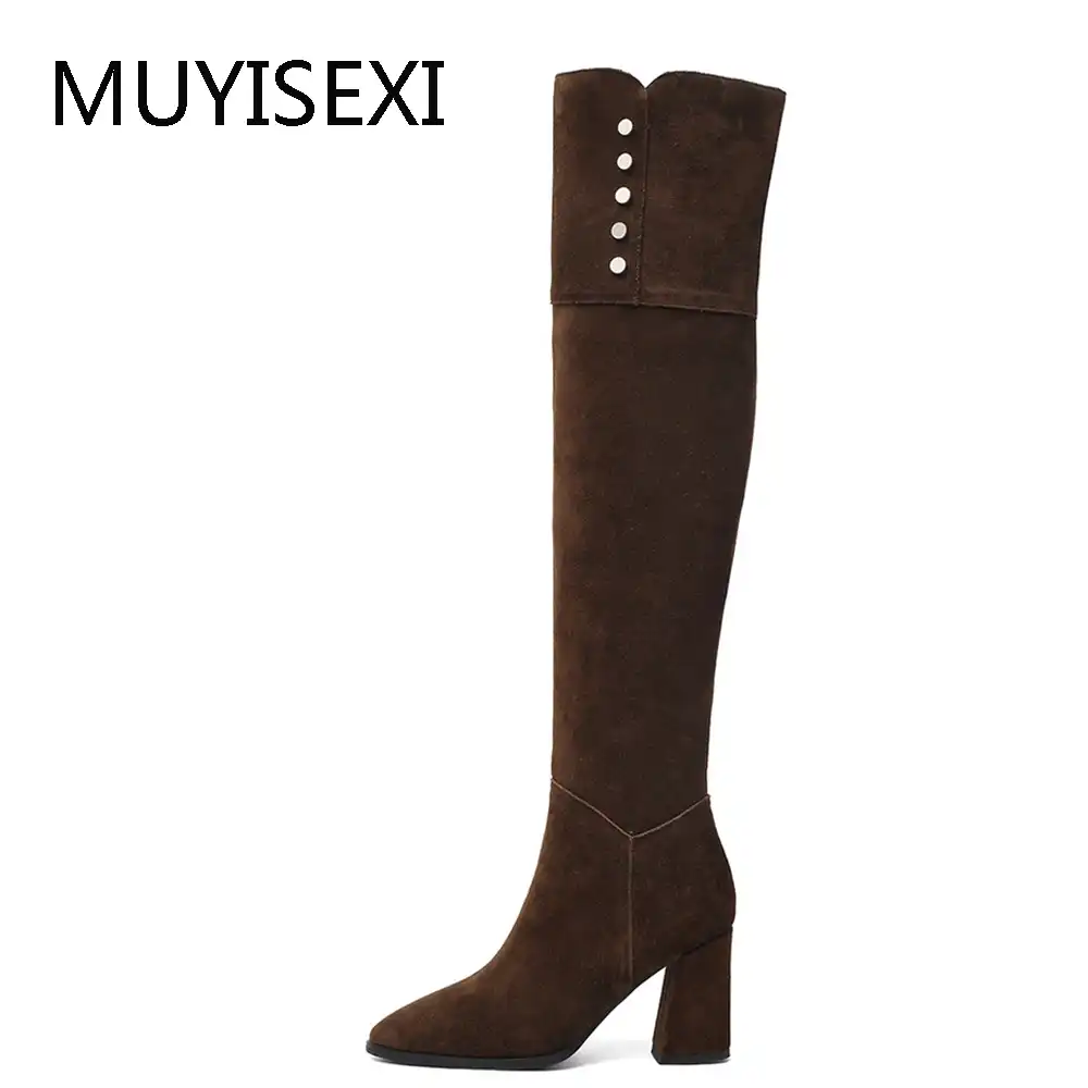 real suede thigh high boots