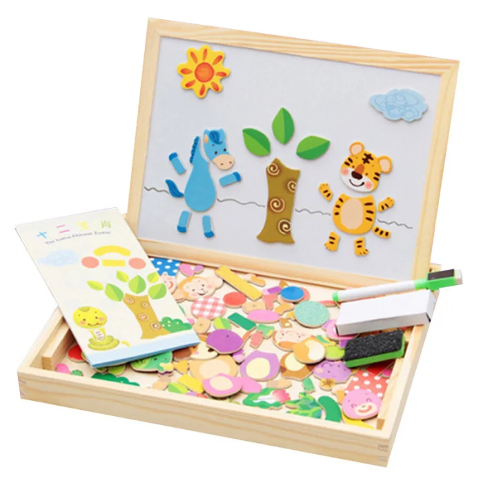 Обучающая Магнитная коробка с белой доской и доской, деревянная головоломка, игрушка, дизайн, детские игрушки, Прямая поставка