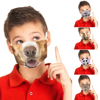 

Kids Animal Print Washable and Reusable Mouth Face Warm Windproof Face Product Reuseable Mouth Mask Cloth Mouth Mask Washable