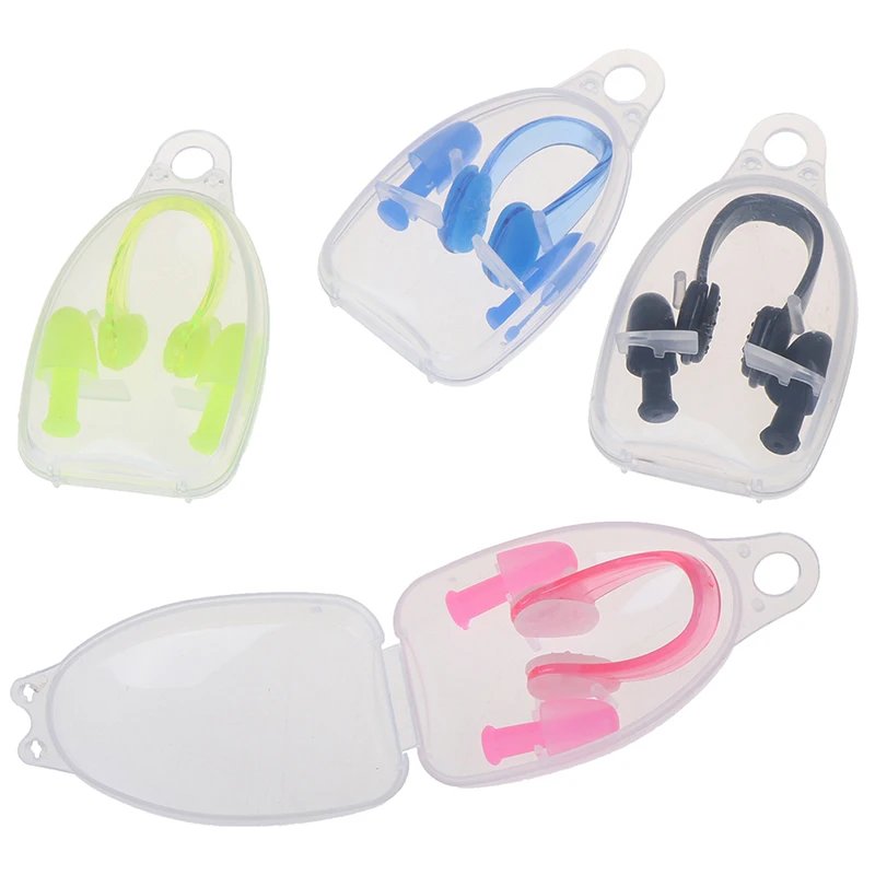 Waterproof Diving Swimming Ear Plugs& Silicone Nose Clip Kit with Storage Box for Kids Adult