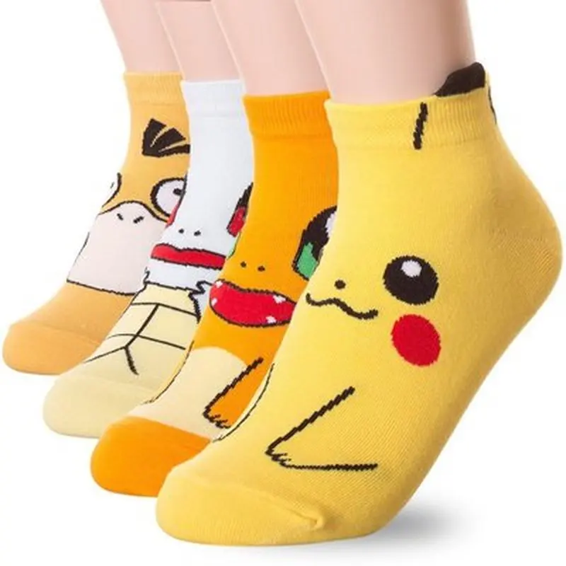 En venta Calcetines de Pokémon Pikachu para niños, figuras de Anime, accesorios de Cosplay, Calcetines estampados de dibujos animados, tobilleros cortos 531y0KyezVy