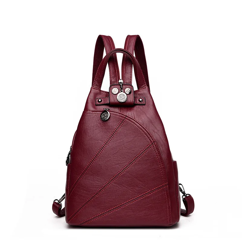 

2019 Women Anti-theft Leather Backpacks Female Ladies Backpacks For School Retro Sac a Dos Femme Female School Shoulder Bags