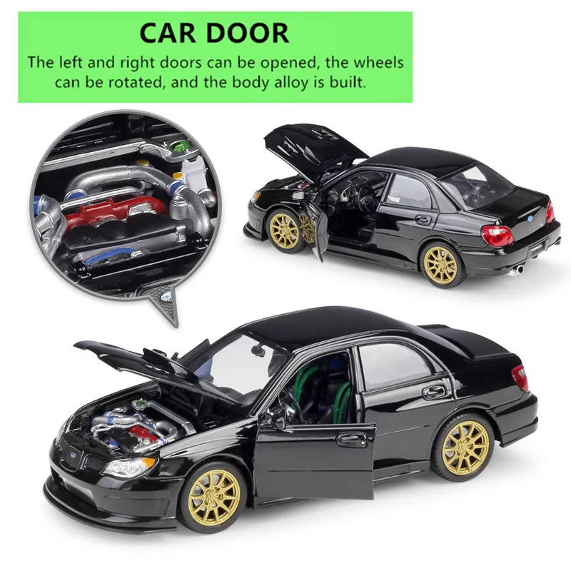 WELLY 1:24 SUBARU IMPREZA WRX STI sports car simulation alloy car model crafts decoration collection toy tools gift