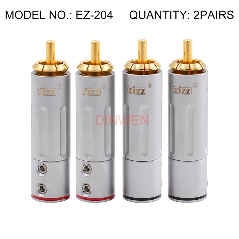 EZ-204-2PAIRS EIZZ высокого класса 24 К позолоченный латунный штекер RCA разъем адаптер с замком Hifi аудио видео усилитель ТВ AV DVD сигнальный кабель DIY - Цвет: EZ-204-2PAIRS