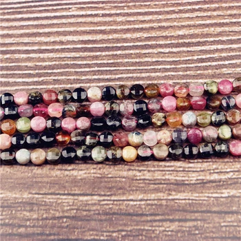 

Lanli fashion jewelry natural gem Choi tourmaline cake interval loose bead 4x4mm DIY bracelet necklace and accessories