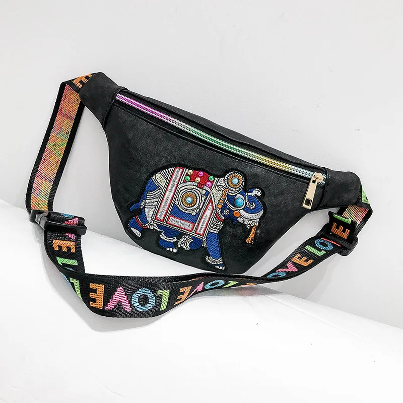 

2018 New Fashion Korean Elephant Embroidered Single Shoulder Leaning Women's Bag Pocket Multi-purpose Backpack