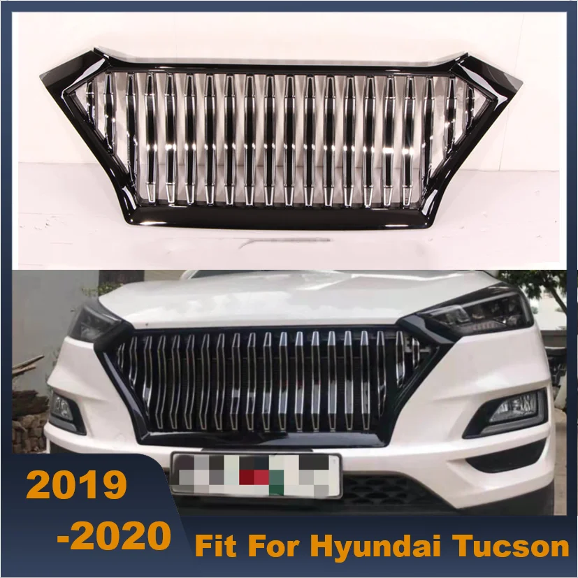 

High Quality ABS Front Middle Grill Racing Grilles GT Style Gloss Black Silver Black For Hyundai Tucson 2019 2020