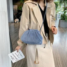 Модные осенне-зимние роскошные женские плюшевые сумки и сумочки, дизайнерская сумка с облаком, одноцветная женская сумка через плечо