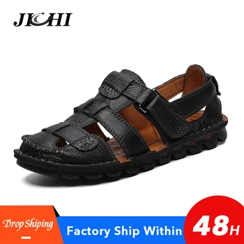 

2020 Classic Mens Sandals Summer Genuine Leather Sandals Men Outdoor Casual Lightweight Sandal for Men Soft Fashion Large Size
