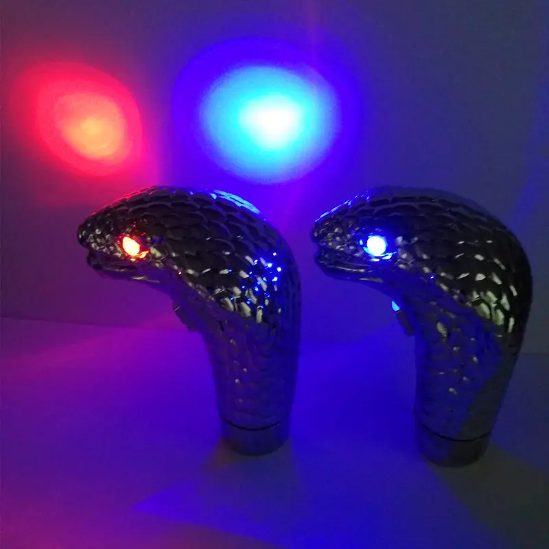 New Christmas Funny Gift Universal Auto Car Manual Gear Shift Knob Stick Led Eyes Chrome Cobra Snake Cool Shift Lever