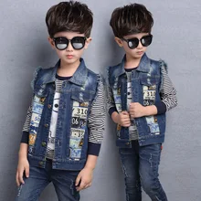 Новинка года; сезон осень; стильная детская одежда в Корейском стиле для мальчиков; Джинсовая куртка с принтом pin hua bu