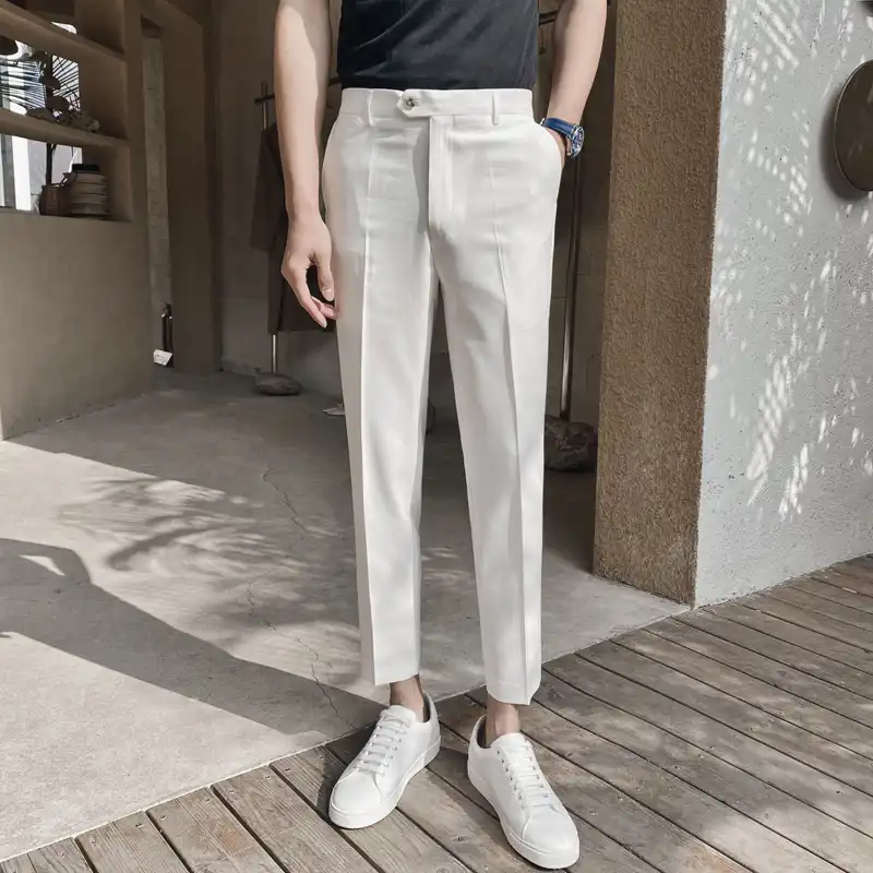 mens white ankle pants