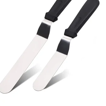 

HOT Offset Spatula with Plastic Handle - Professional Cake Decorating Tools - 6", 8" & 10" Stainless Steel Cake Utensils Spatula