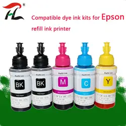 5PK совместимый краситель на основе пополнения набор чернил для принтера Epson L100 L110 L120 L132 L200 L210 L222 L300 L312 L355 L350 L362 L366 L550