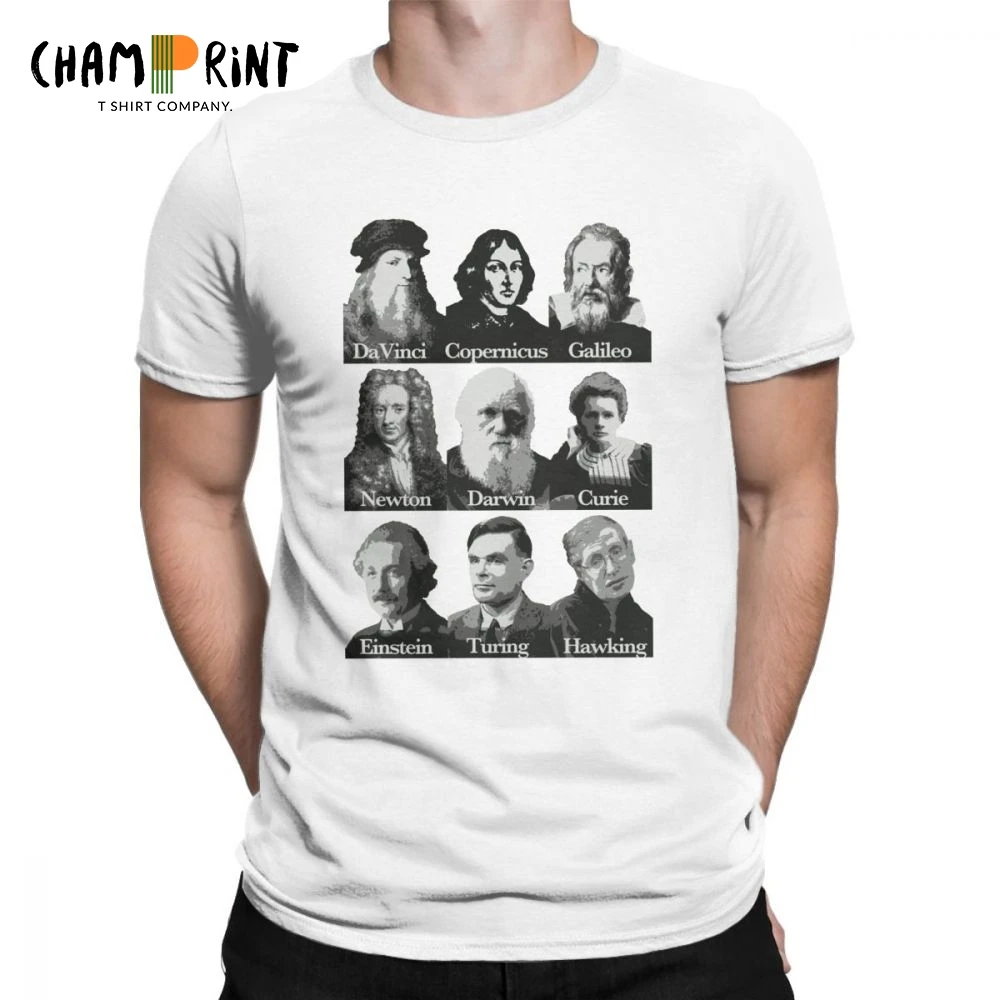 Men T Shirt The Apostles Of Science Da Vinci Darwin Copernicus Galileo Newton Curie Einstein Turing Hawking Tees Clothes T-Shirt |