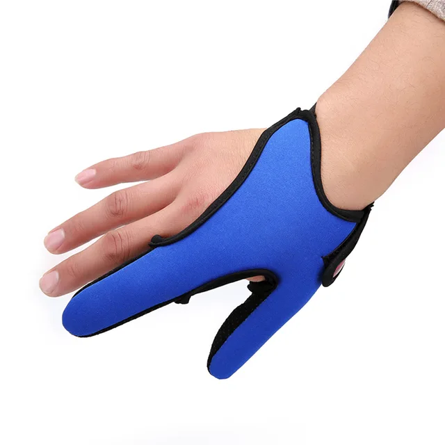 Fishing Gloves 2 Fingers Protector Breathable Anti-Slip Anti-Cut Fishing Gloves Carp Outdoor Fishing Tackle Accessories Supplies Right hand blue