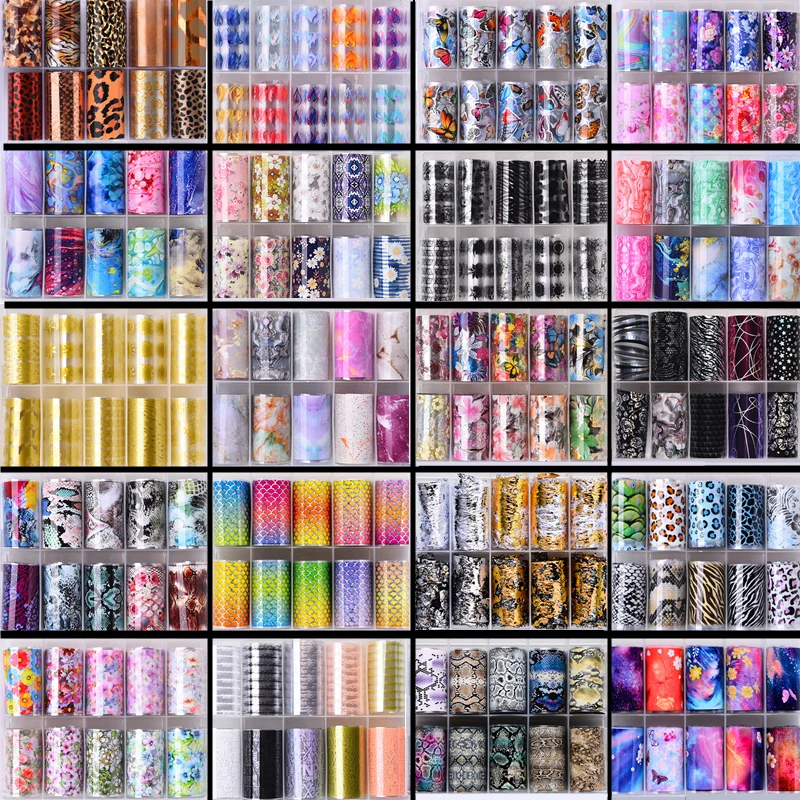 

100 Patterns Animal Nail Foils for Transfer Paper Stickers Sliders Adhesive Nails Wraps DIY Water Marble Nail Art Decorations